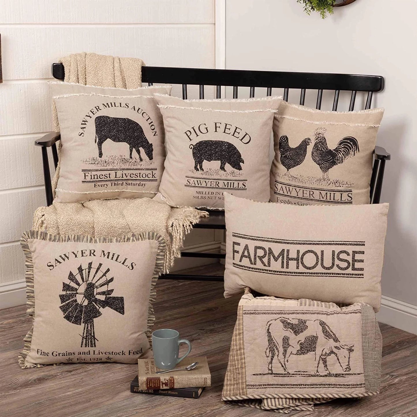 Sawyer Mill 14X22" Rectangular Pillow, Farmhouse, Charcoal