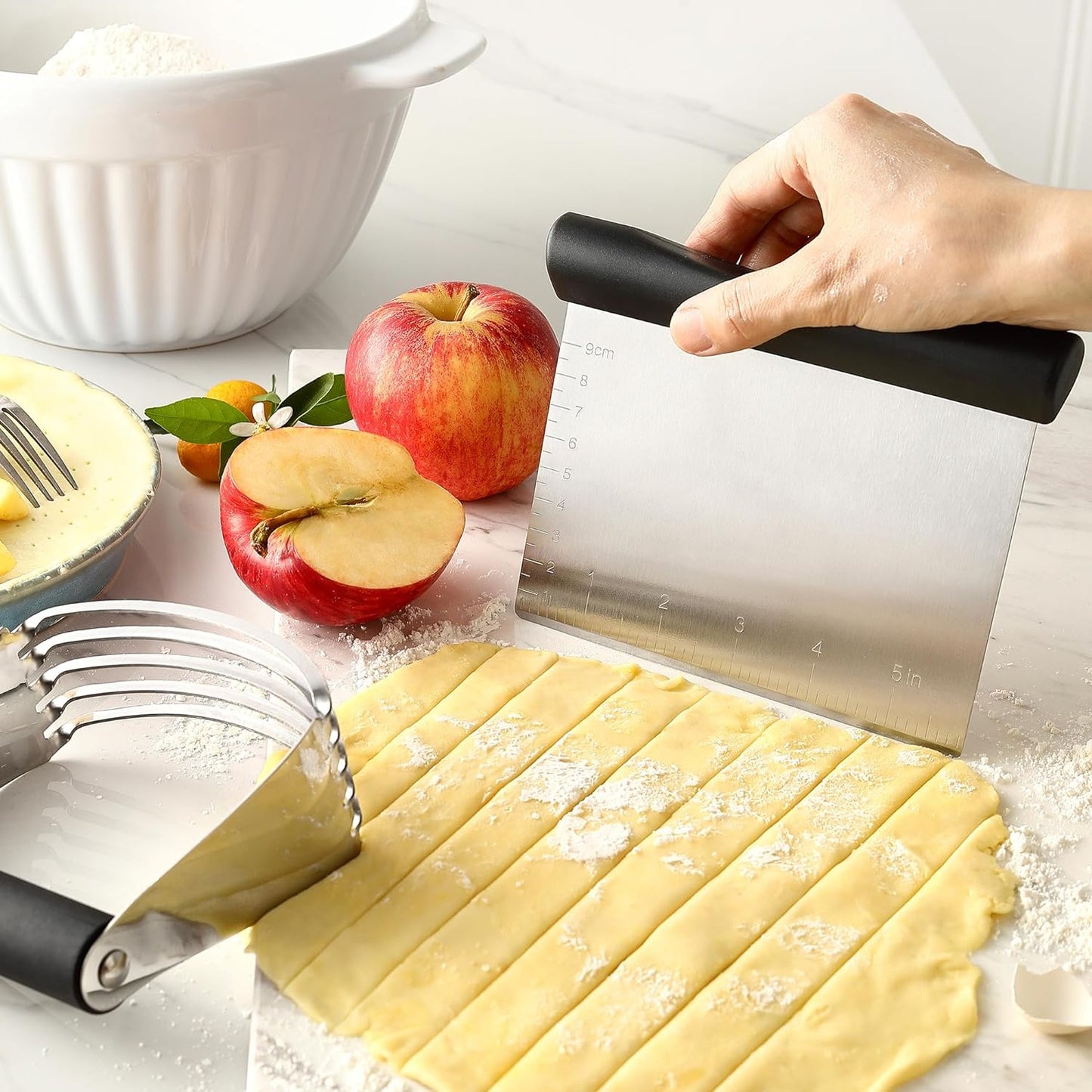 - Dough Blender and Pastry Cutter, Stainless Steel Nut, Pie, Pastry and Dough Cutter and Scraper, Multipurpose Baking Tools with Soft Grip Handles, Black