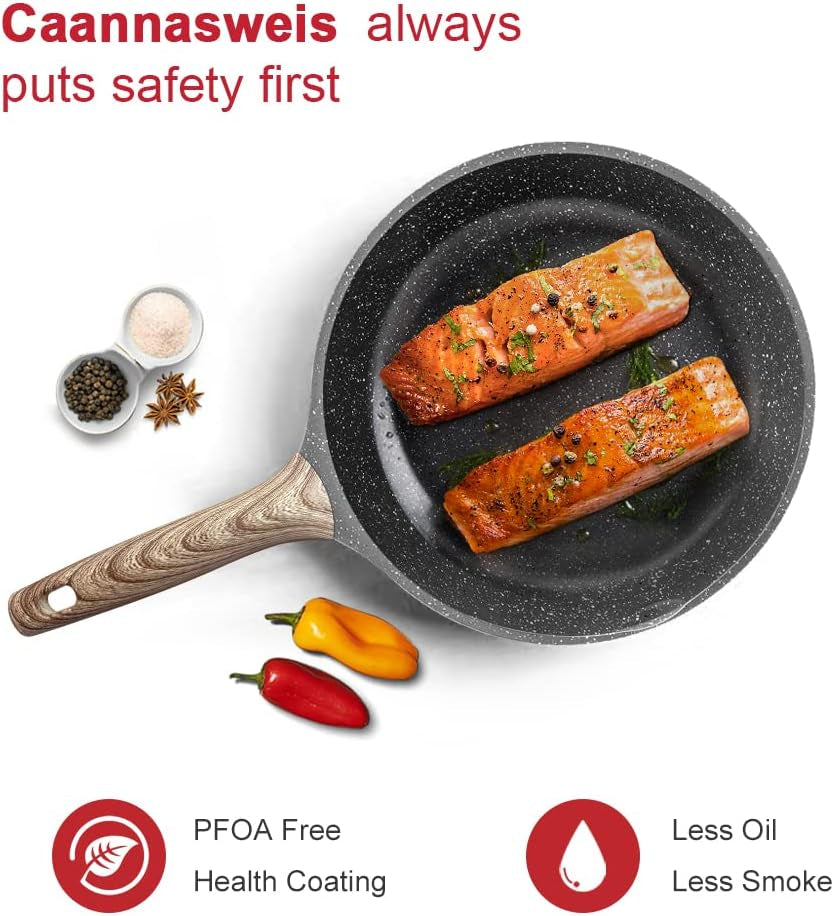 Nonstick Pan Marble Frying Pan Non Stick Skillet Omelette Fry Pans with Soft Touch Handle 9.5 Inch