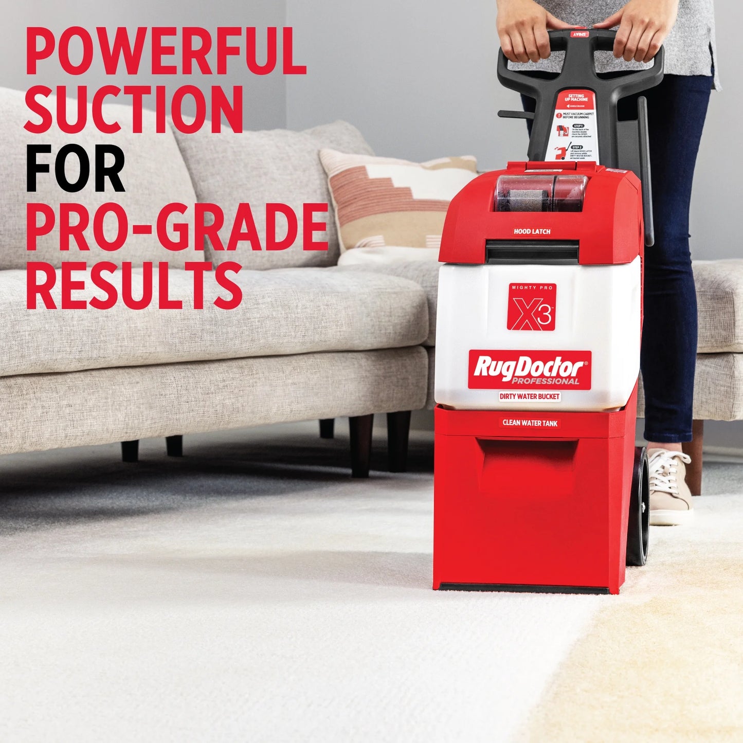Mighty Pro X3 Commercial Carpet Cleaner - Large Red Pet Pack, Includes 48 Oz Fresh Spring Deep Carpet Cleaner