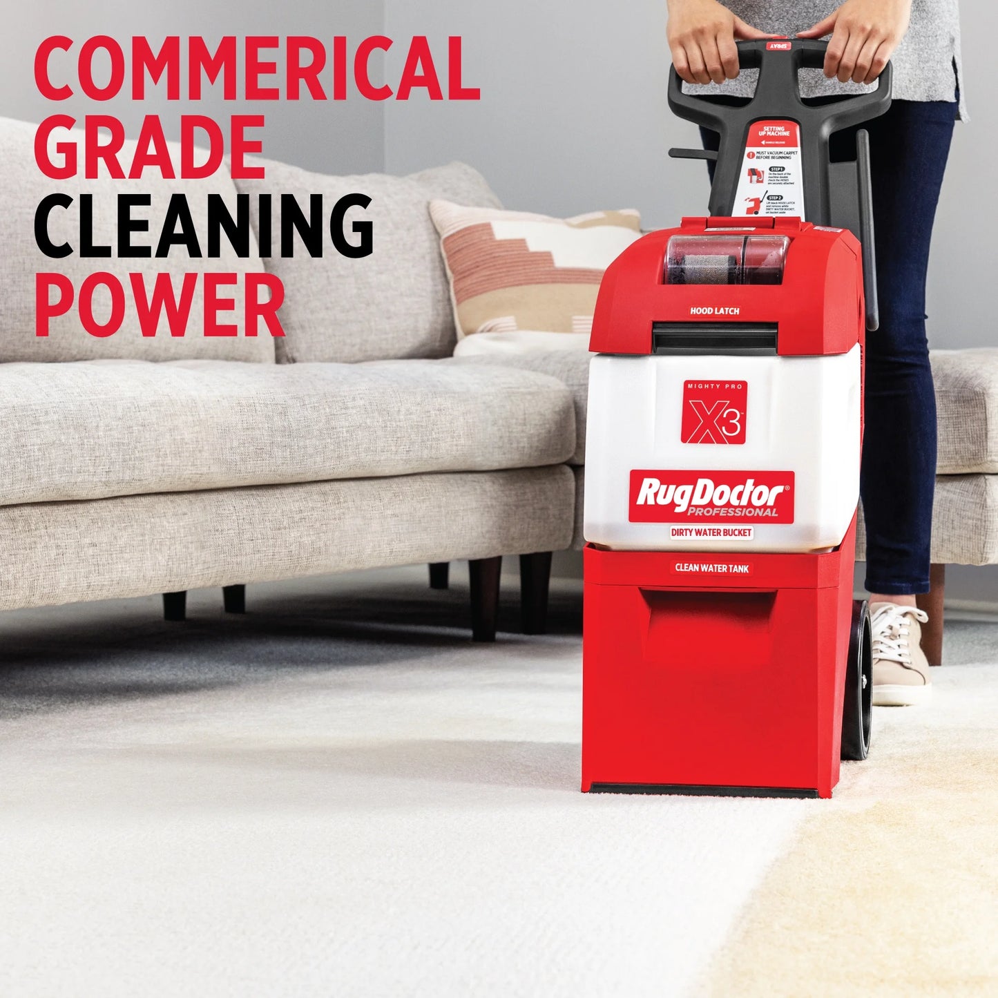 Mighty Pro X3 Commercial Carpet Cleaner - Large Red Pet Pack, Includes 48 Oz Fresh Spring Deep Carpet Cleaner