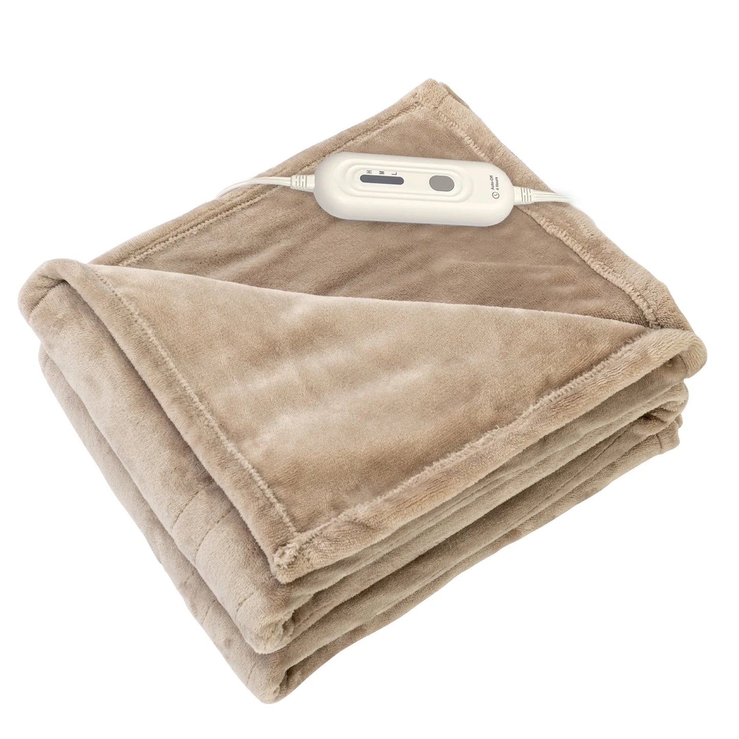 Electric Heated Blanket Throw,50"X60"Double Flannel Fabric Heated Throw Blanket for Home Office Brown