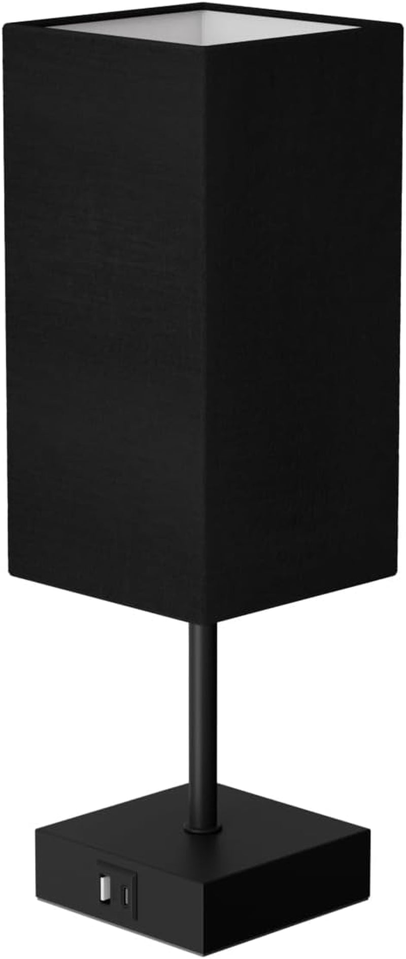 Table Lamp for Bedroom, 3 Way Dimmable Touch Bedside Lamp, Small Lamp with 2 USB & Outlet, Black Nightstand Lamps for End Table, Living Room, Desk, Bulb Included