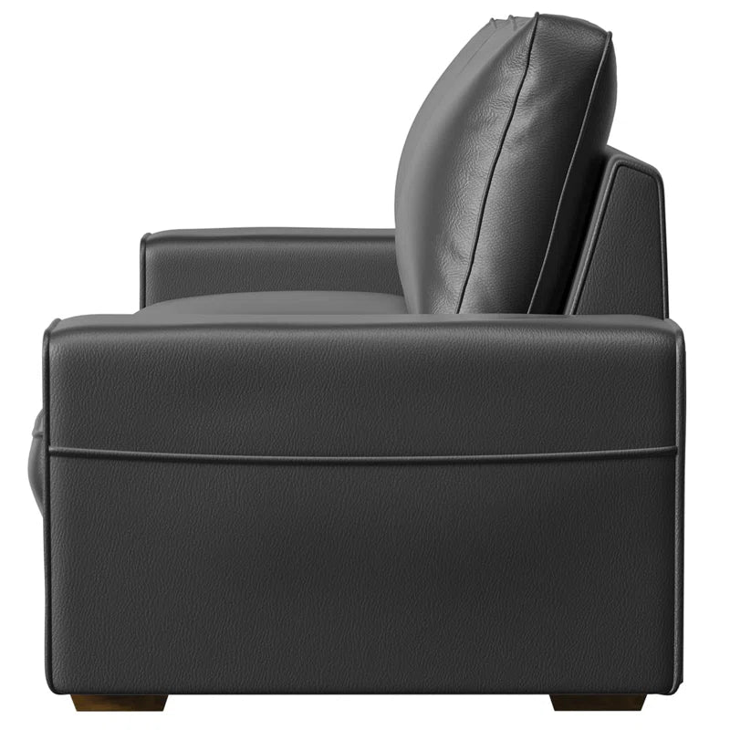 89" Upholstered Vegan Leather Sofa with Wide Square Arms and Storage Pockets Couches