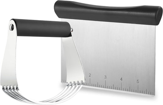 - Dough Blender and Pastry Cutter, Stainless Steel Nut, Pie, Pastry and Dough Cutter and Scraper, Multipurpose Baking Tools with Soft Grip Handles, Black