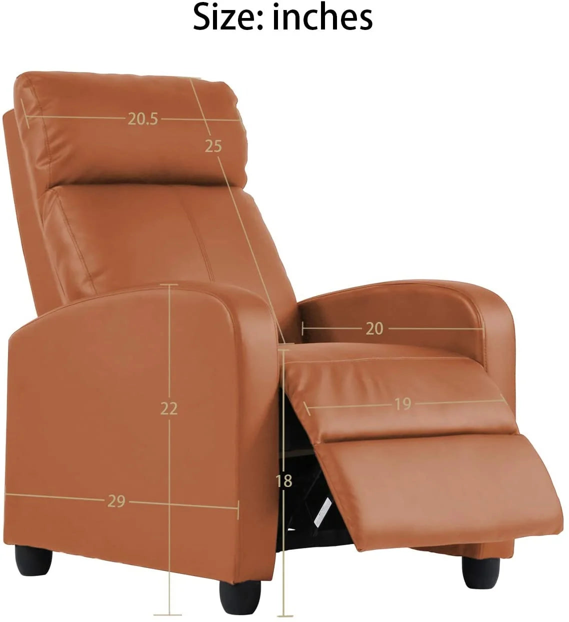 Recliner Chair for Living Room Furniture Home Theater Seating Glider Chairs Modern Wingback Single Sofa PU Leather with Footrest (Black)