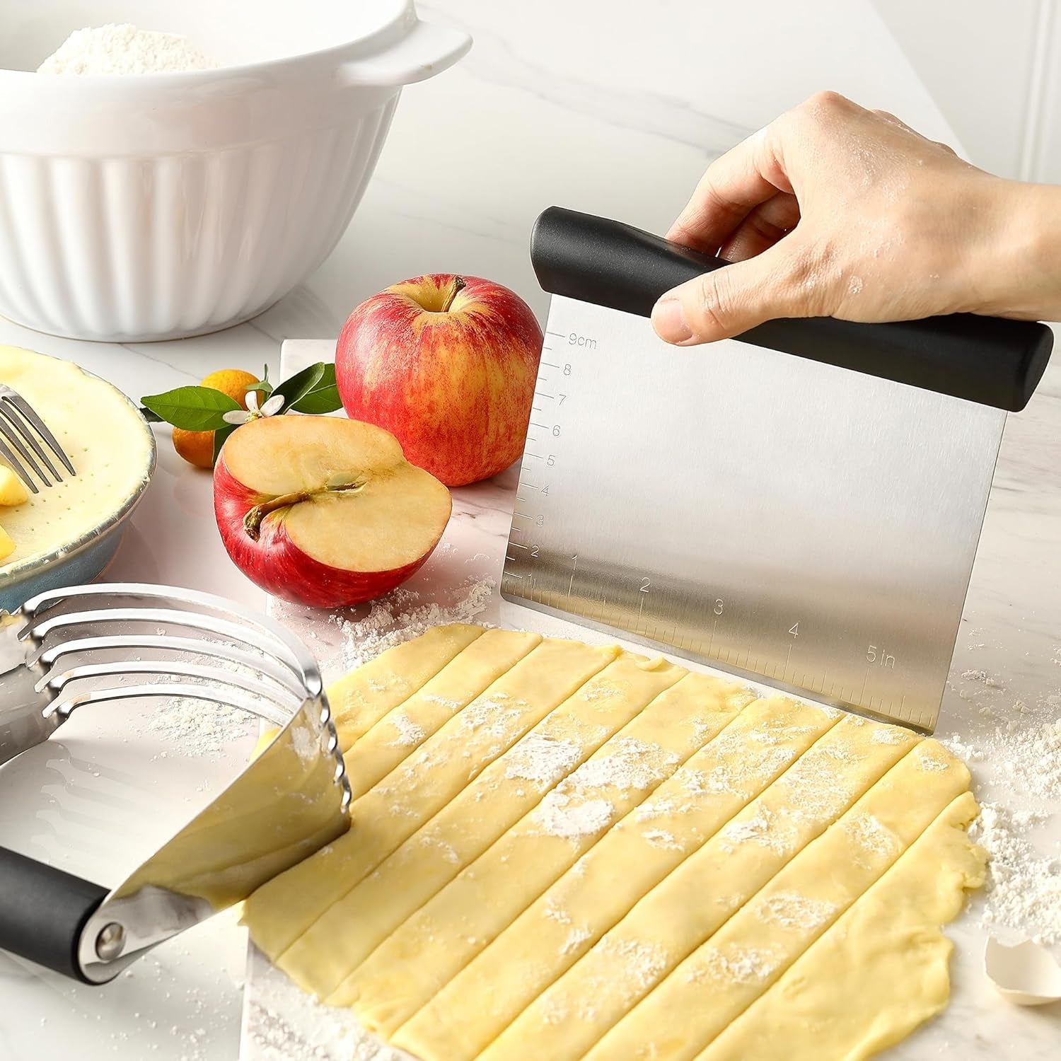 - Dough Blender and Pastry Cutter, Stainless Steel Nut, Pie, Pastry and Dough Cutter and Scraper, Multipurpose Baking Tools with Soft Grip Handles, Black