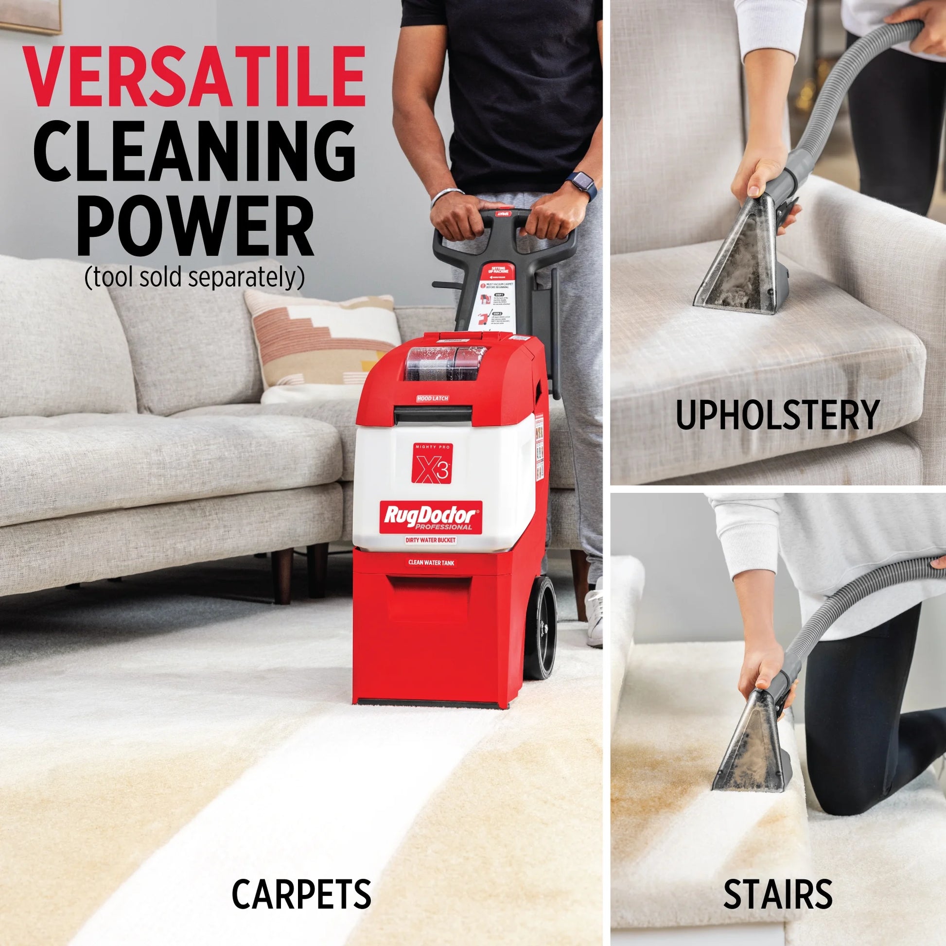 Mighty Pro X3 Commercial Carpet Cleaner - Large Red Pet Pack, Includes 48 Oz Fresh Spring Deep Carpet Cleaner