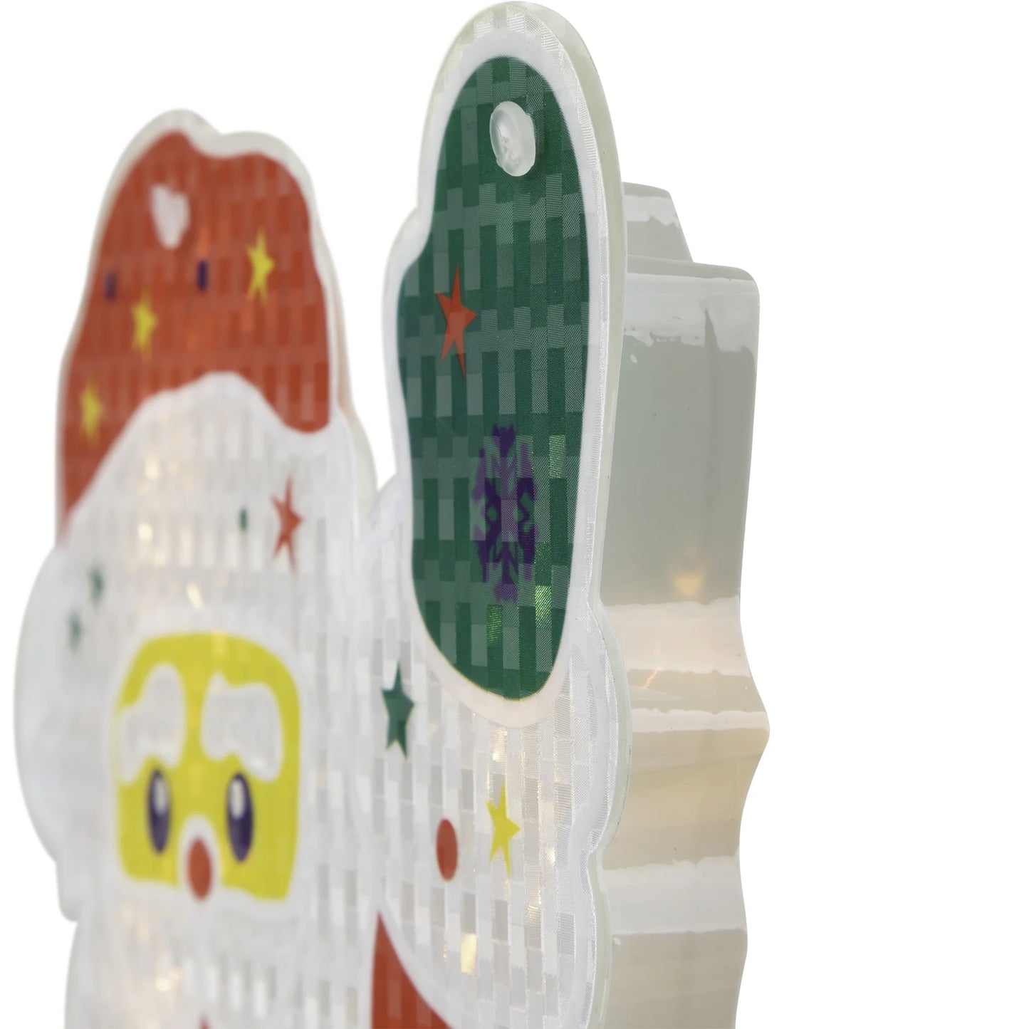 Lighted Holographic Santa Claus Christmas Window Silhouette - 13" - Clear Lights