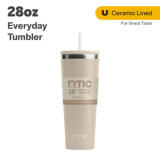 28 Oz Ceramic Lined Everyday Tumbler, Spill-Resistant Straw Lid, Beach