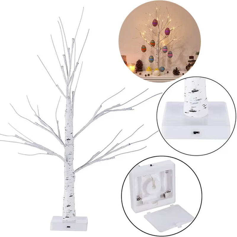 60Cm Easter Decor LED Birch Tree Light Easter Eggs Hanging Ornament Tree Easter Party Supplies Easter Decorations for Home Table