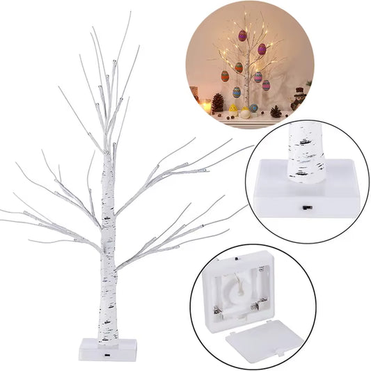 60Cm Easter Decor LED Birch Tree Light Easter Eggs Hanging Ornament Tree Easter Party Supplies Easter Decorations for Home Table