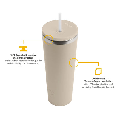 28 Oz Ceramic Lined Everyday Tumbler, Spill-Resistant Straw Lid, Beach