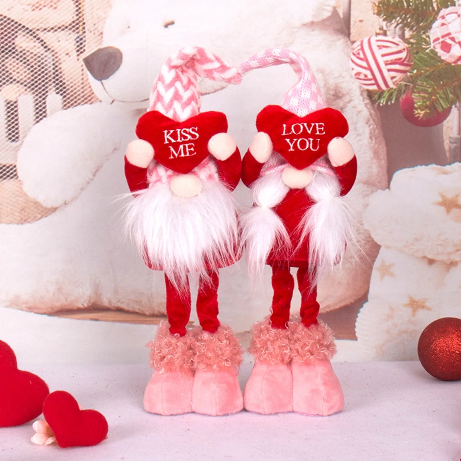 Valentines Day Decor -  2PCS Valentine Gnomes Plush Decorations Valentines Day Decoration,Valentine'S Day Home Table Elf Gnomes Decor Rudolph Doll Wedding Ornaments Gift (2PCS)