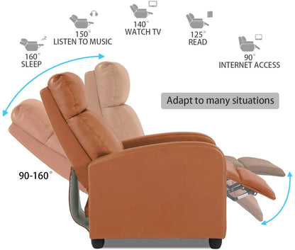 Recliner Chair for Living Room Furniture Home Theater Seating Glider Chairs Modern Wingback Single Sofa PU Leather with Footrest (Black)