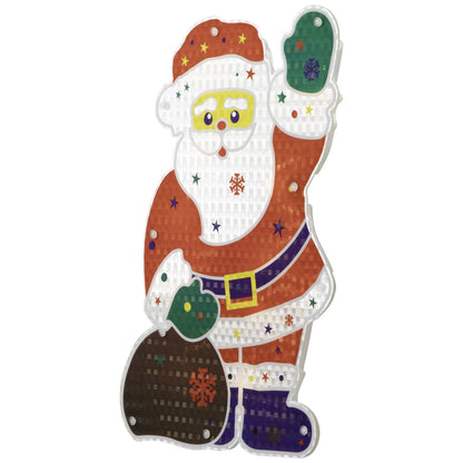 Lighted Holographic Santa Claus Christmas Window Silhouette - 13" - Clear Lights