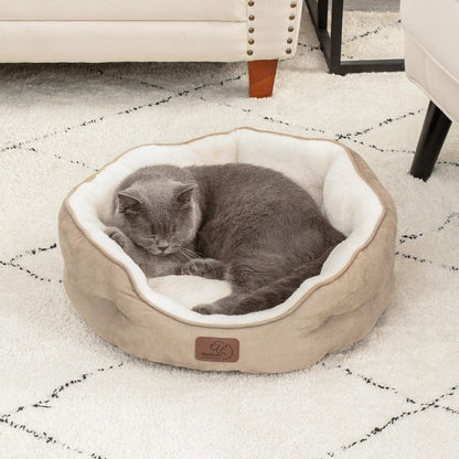 Small Dog Bed for Small Dogs Washable - round Cat Beds for Indoor Cats, round Pet Bed for Puppy and Kitten with Slip-Resistant Bottom, 20 Inches