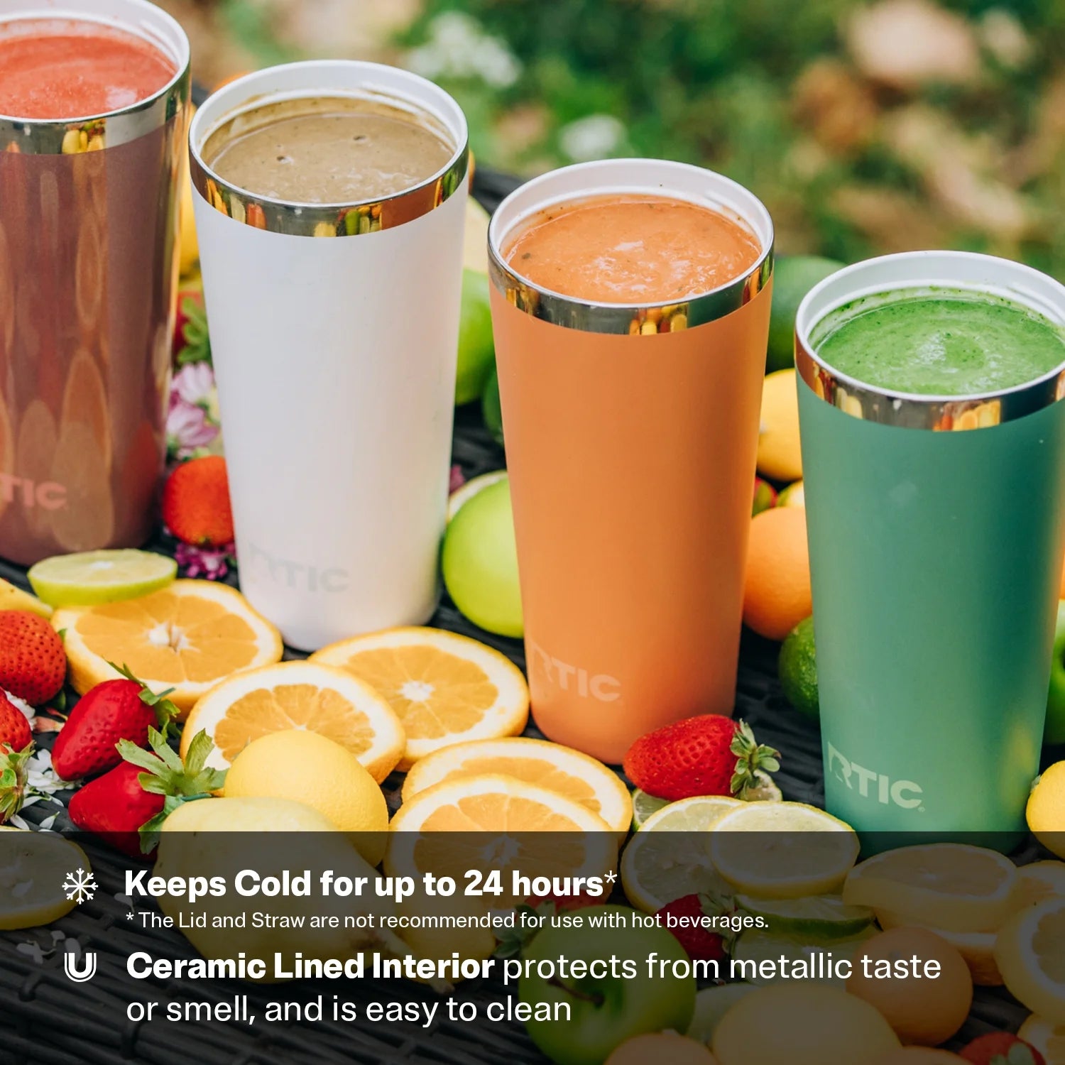 28 Oz Ceramic Lined Everyday Tumbler, Spill-Resistant Straw Lid, Beach