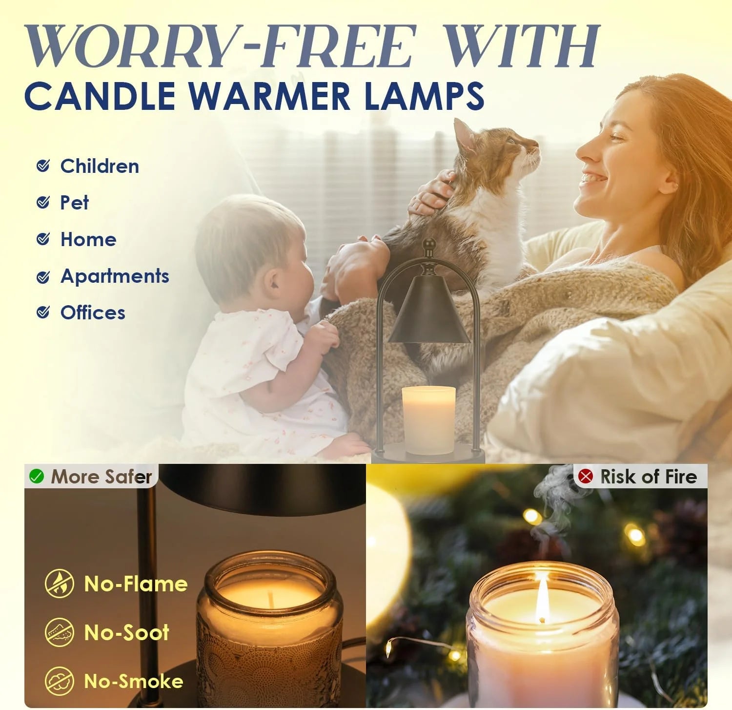 Soilsiu Candle Warmer Lamp with Timer, Electric Black Candle Warmer Light for Bedroom, Dimmable Wax Melts Warmer for Candle Jars, Home Decor beside Lamp Gifts for Women (2 Bulbs Included)