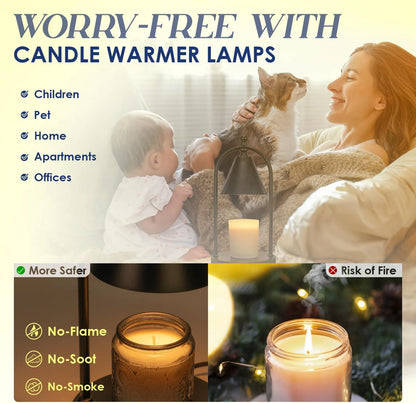 Soilsiu Candle Warmer Lamp with Timer, Electric Black Candle Warmer Light for Bedroom, Dimmable Wax Melts Warmer for Candle Jars, Home Decor beside Lamp Gifts for Women (2 Bulbs Included)