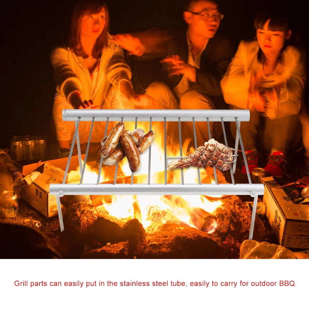 Camping Grill Portable Camping Grill Stainless Steel Camping Grill Portable Compact Camping Grill Stainless Steel Folding BBQ Tube Outdoor Backpackers