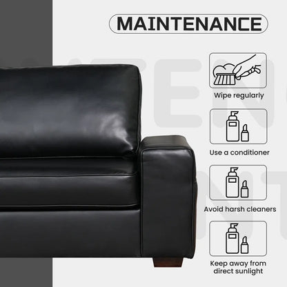 89" Upholstered Vegan Leather Sofa with Wide Square Arms and Storage Pockets Couches